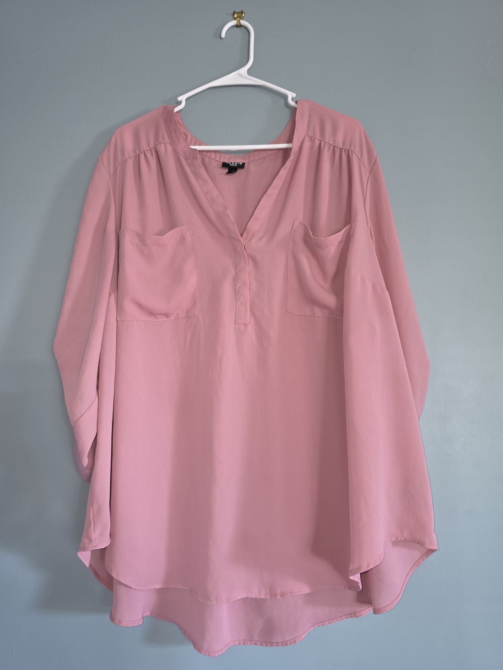torrid Pink V-Neck Long Sleeve Tunic Blouse
